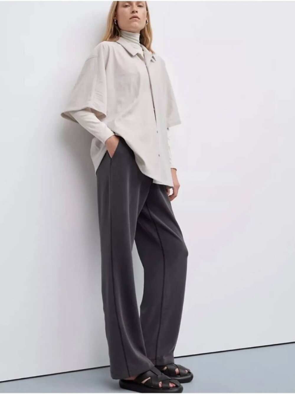 LULULEMON Softstreme High-Rise Pant Drawcord Waist 14\XL Grey Black MSRP $128